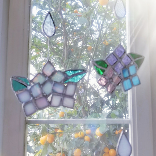 ステンドグラス 海色モビール ステンドグラス 海色モビール