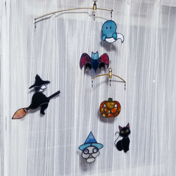 ステンドグラス 水に浮かぶアヒル サンキャッチャーパネル モビール