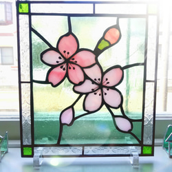 春にぴったり ステンドグラス 桜モチーフ パネル その他アート