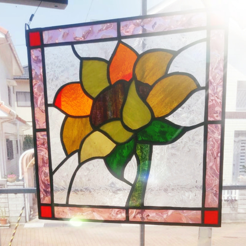 夏におすすめ　ステンドグラス　ひまわりのパネル 夏におすすめ ステンドグラス製 ひまわりのパネル その他インテリア