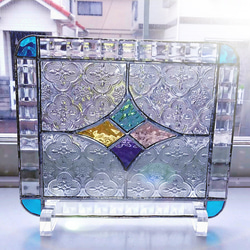 ステンドグラス レモンモチーフのパネル(スタンド付) その他アート