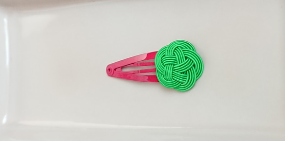 【送料無料】水引の梅結びヘアピン(green)   5cm　 2枚目の画像