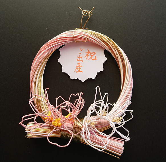 水引の桜のリース(ピンク*プラチナピンク×プラチナホワイト)箱入り 8枚目の画像