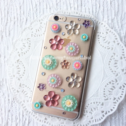 お花畑のI Phone6/6Sケース　♡　クリア 3枚目の画像