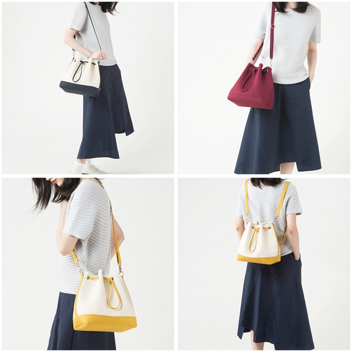 帆布マルチショルダーバッグ Lサイズ【パープル】3WAY巾着バッグ