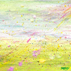 野原の星と空の花  キラキラ光る ミニサイズ アクリル画　18x14x1.7cm癒しの絵画 プレゼント リラックスタイム 1枚目の画像