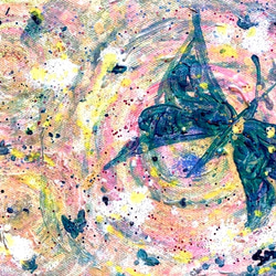 幸せのロンド　ヒーリングアート アクリル画 癒しの絵画 キラキラ光る ミニサイズ 227 x 160mm 2枚目の画像