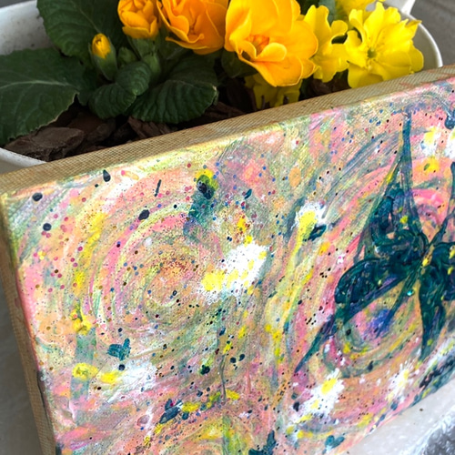 癒しのアート 絵画 君のいる野原 ヒーリングアート 癒しの絵画 アクリル画 キラキラ