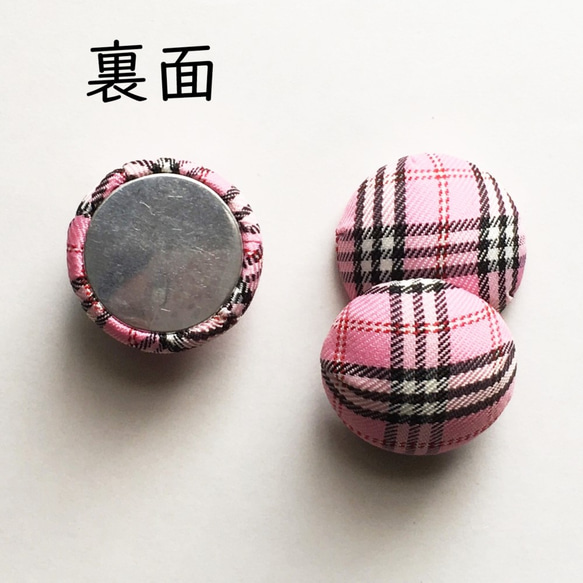【10個】25mm カボション タータンチェック ピンク 3枚目の画像