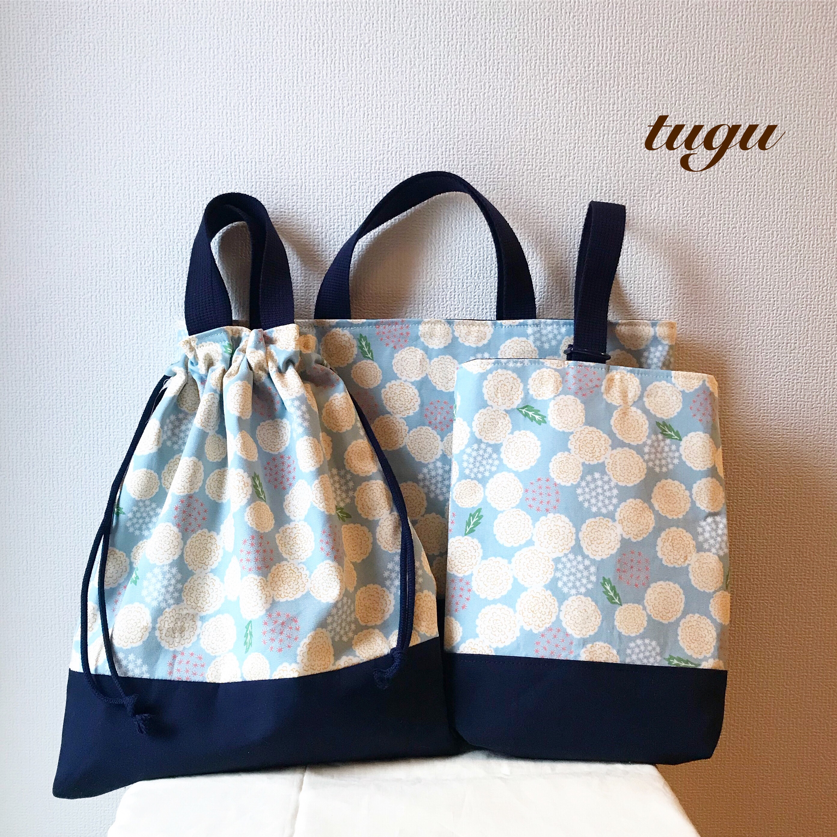 入園3点セット｜レッスンバッグ・上履き袋・巾着袋｜たんぽぽ柄｜幼稚園・保育園・小学校｜女の子向け｜サイズオーダー可