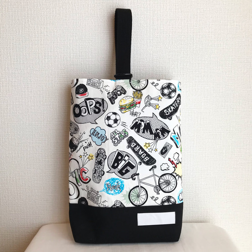 ⋈*【New】おしゃれカジュアルポップ柄 レッスンバック＆上履き入れ