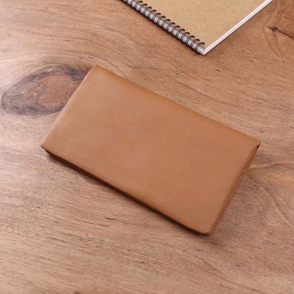 シンプルで薄手のレザーワイドバージョンロングクリップパスポートホルダー財布【フリーカスタム】 2枚目の画像
