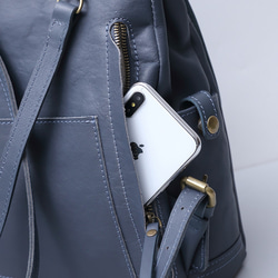 英倫真皮後背包 上掀式磁釦設計 旅行包雙肩包【免費客製】 第5張的照片
