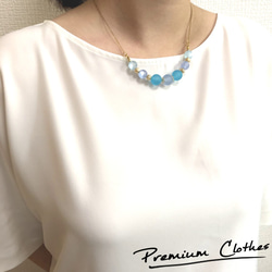 【夏色】ブルー系ガラスビーズのネックレス 4枚目の画像