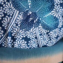 大人かわいい藍染浴衣　明るめブルー細かい小菊に菖蒲柄　　裄68ｃｍ　トールサイズ　木綿　和裁 5枚目の画像