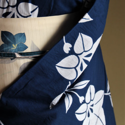 藍染浴衣　明るめ紺　　潔い桔梗が大人かっこいい　　裄70ｃｍ　トールサイズ　木綿　和裁 10枚目の画像