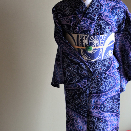 ◇現代 有松鳴海絞り◇【濃紺 朱】無数の星と天の川 細かい絞り