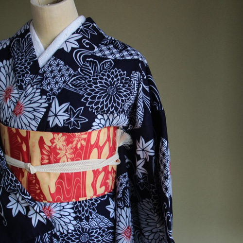 新品 浴衣 反物 本染 注染 型染 藍染 白 紺