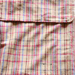 ほっこりたまご色にざっくりとしたチェックがほんわか　裄65ｃｍ　ウール　和裁師手縫い着物 10枚目の画像