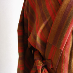アウトレット品　かんたん着物モフモフストライプ　裄67ｃｍ　ウール　トールさんサイズ和裁師完全手縫い着物 2枚目の画像