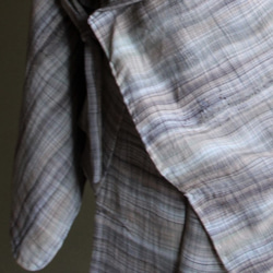 かんたん着物 ナチュラルな風合いとランダムチェックが涼し気　裄67.5ｃｍ　サマーウール　和裁師完全手縫い着物 6枚目の画像