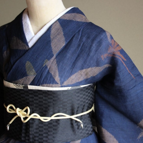 ◇夏着物◇ざっくりとした風を通す麻の着物 小千谷ちぢみ 紺