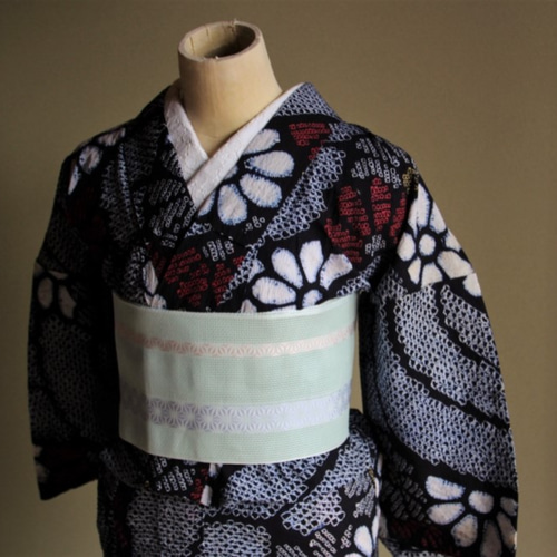 有松鳴海絞り　浴衣　広衿仕立て　花　（213） 有松鳴海絞り 浴衣 広衿仕立て 花 （213）