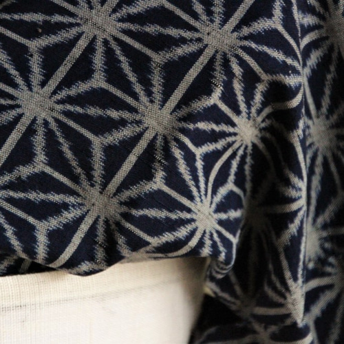 墨黒 麻の葉小紋 正絹着物 平和屋着物○上質な小紋 紋紗 麻の葉文様 黒地 正絹 逸品 AABF1025cs