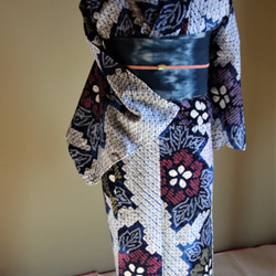 ◇有松鳴海絞り◇【青+紺+黄+薄桃+赤】青から紺のぼかしが綺麗
