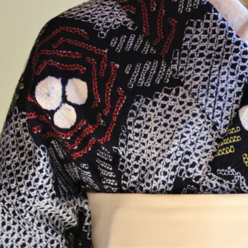 美品！有松鳴海絞り＊カッコいい＊居敷当て付き＊ゆかた＊１５６ｃｍ＊裄６５ 美品！有松鳴海絞り＊カッコいい＊居敷当て付き＊ゆかた＊156cm