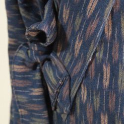 かんたん着物 黒×茶ベージュ矢羽柄　裄66.5ｃｍ　あったかいフリースウールなので着物コートとしてもオススメ　和裁師手縫 4枚目の画像