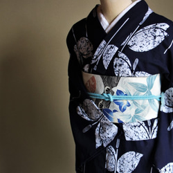 美品　ろうけつ染め　浴衣　専用購入不可 ワケあり商品】ろうけつ染めハイビスカス柄浴衣(エメラルド