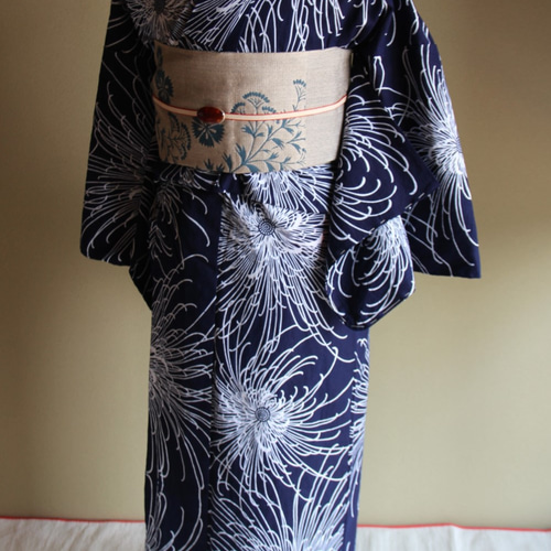 seigiman様専用 上質 手縫い本格浴衣 花火 濃紺 美品 No.45