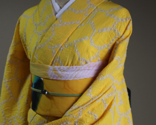 有松鳴海絞り 花柄 浴衣　黄色　　絞り　新品 楽天市場】【フリーサイズ】浴衣 有松絞り レディース 南国 花柄