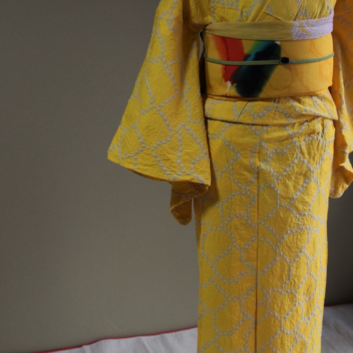 有松鳴海絞り 花柄 浴衣　黄色　　絞り　新品 楽天市場】【フリーサイズ】浴衣 有松絞り レディース 南国 花柄