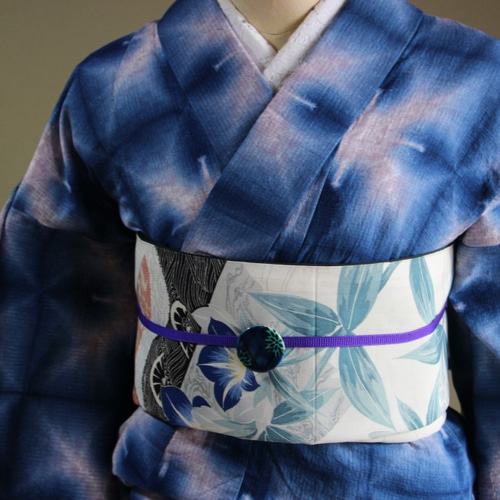 有松鳴海絞り 広襟 濃紺×白×薄桃×水色 総手縫い - メルカリ