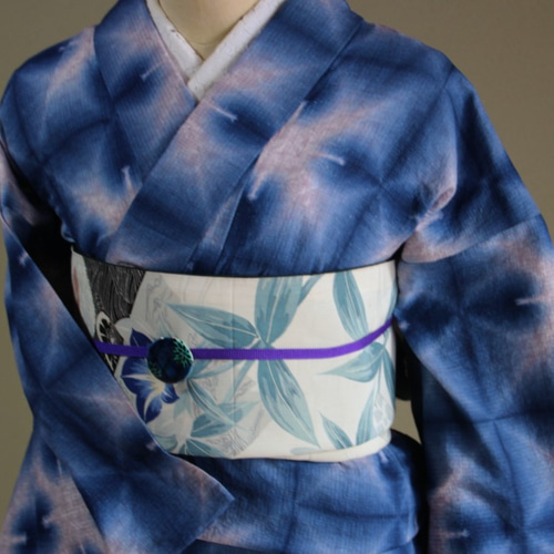 有松絞り【浴衣】未使用 麻の葉 夏着物 綿 有松鳴海絞り 紺 藍色