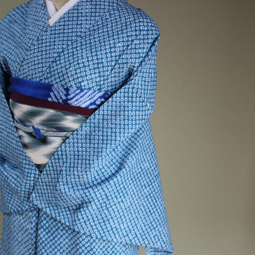 ◇有松鳴海絞り◇【ターコイズブルーの総疋田】他では見れない珍しい色