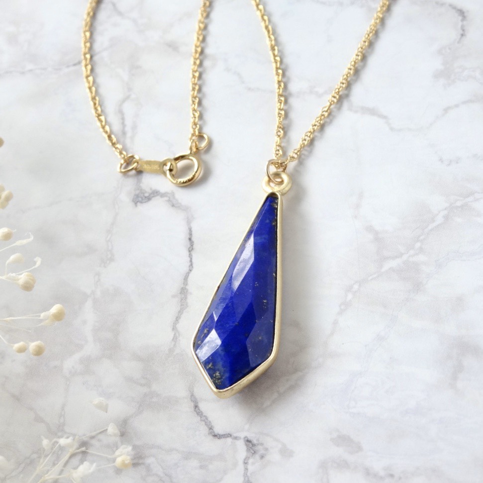 フレーム ラピスラズリの14kgfロングネックレス　金属アレルギー対応　ゴールド　メンズ　秋　冬　サージカルステンレス