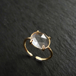 天然石　クリスタルのフリーサイズリング　指輪　シルバー925　ゴールド 1枚目の画像