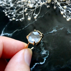 天然石　クリスタルのフリーサイズリング　指輪　シルバー925　ゴールド 3枚目の画像