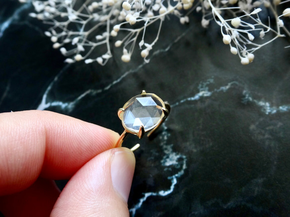 天然石　クリスタルのフリーサイズリング　指輪　シルバー925　ゴールド 3枚目の画像
