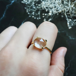 天然石　クリスタルのフリーサイズリング　指輪　シルバー925　ゴールド 4枚目の画像