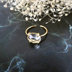 天然石　クリスタルのフリーサイズリング　指輪　シルバー925　ゴールド 6枚目の画像