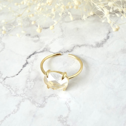 天然石　クリスタルのフリーサイズリング　指輪　シルバー925　ゴールド 8枚目の画像