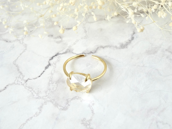 天然石　クリスタルのフリーサイズリング　指輪　シルバー925　ゴールド 8枚目の画像