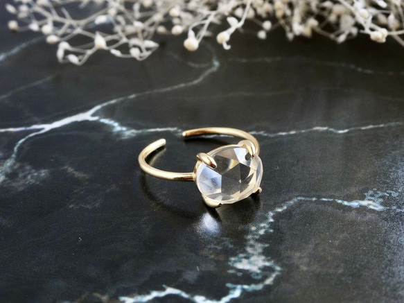 天然石　クリスタルのフリーサイズリング　指輪　シルバー925　ゴールド 9枚目の画像