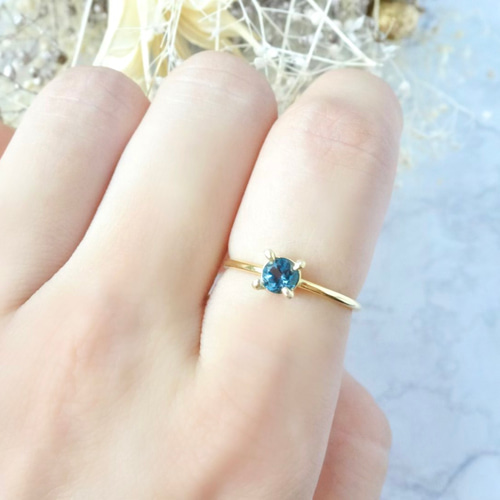 きらめくブルー ロンドンブルートパーズのリング 指輪 天然石 ゴールド
