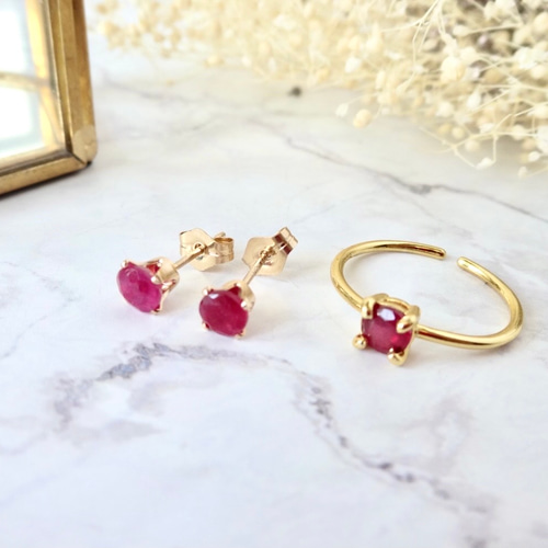 卸売 ルビーのリング 指輪 天然石 ゴールド フリーサイズ 誕生石 アクセサリー