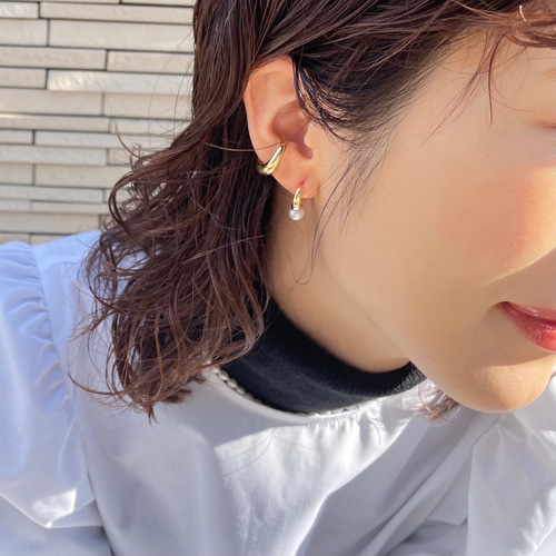 anq.】K10・ホワイトパール フープピアス | KU-CROISSANT 公式